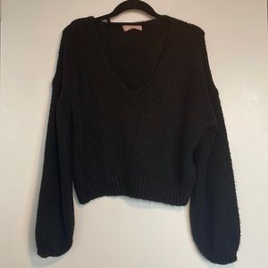 Urban Outfitters Black Knit Sweater w Puffy Sleeves
